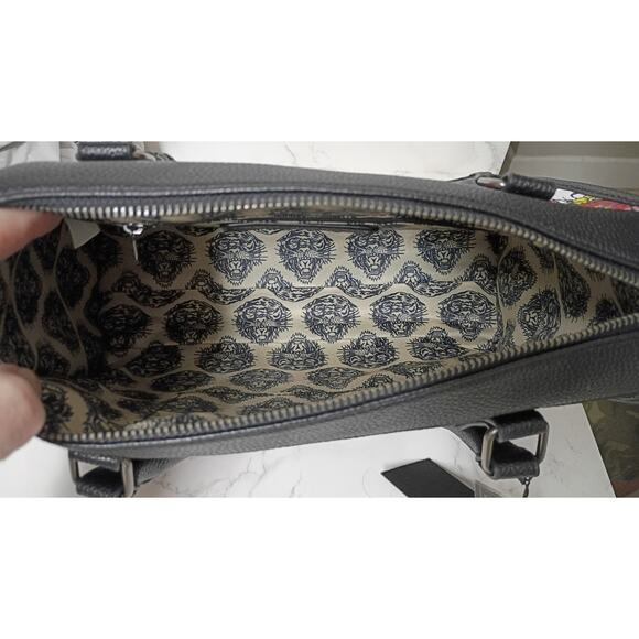 ED HARDY Large Black Floral Skull Satchel/Crossbody Bag - NWT - Picture 3 of 5